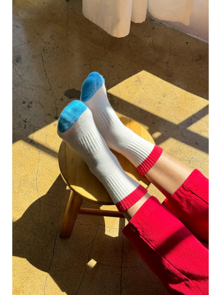 Color block girlfriend socks - blue red