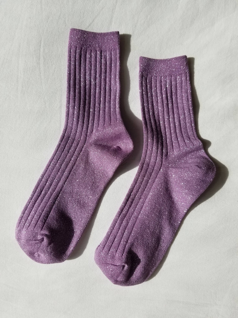 Her socks - modal lurex - lilac glitter