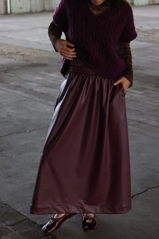 Sari skirt - bordeaux (faux leather)