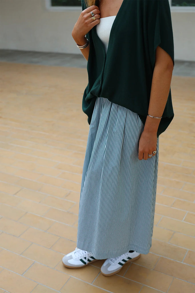 Sari skirt - Stripe green