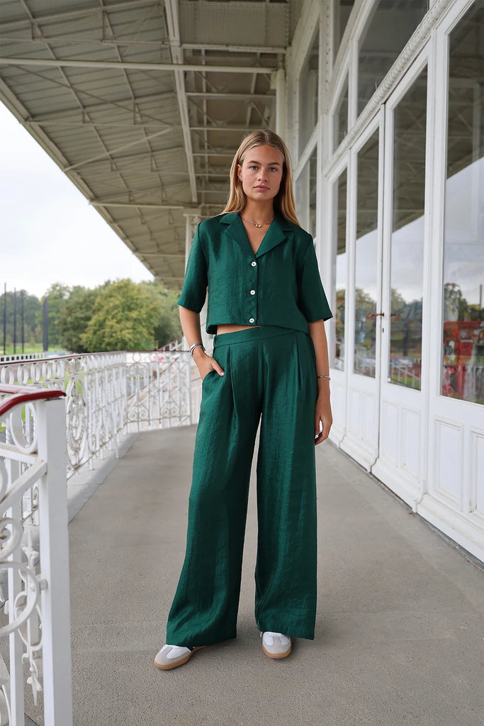 Petal pants - Lurex green