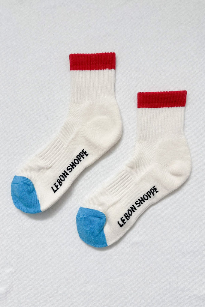 Color block girlfriend socks - blue red