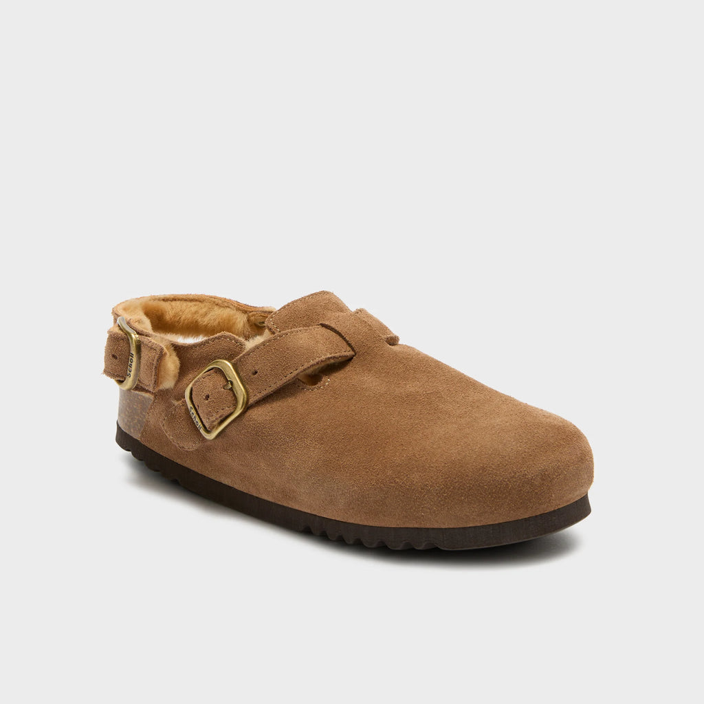 Mules fae fur backstrap - taupe