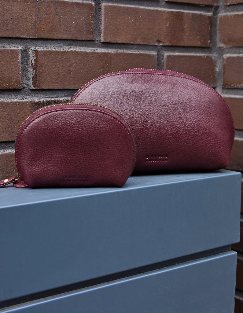 Make up Case Small - Kersenrood Soft Grain leer