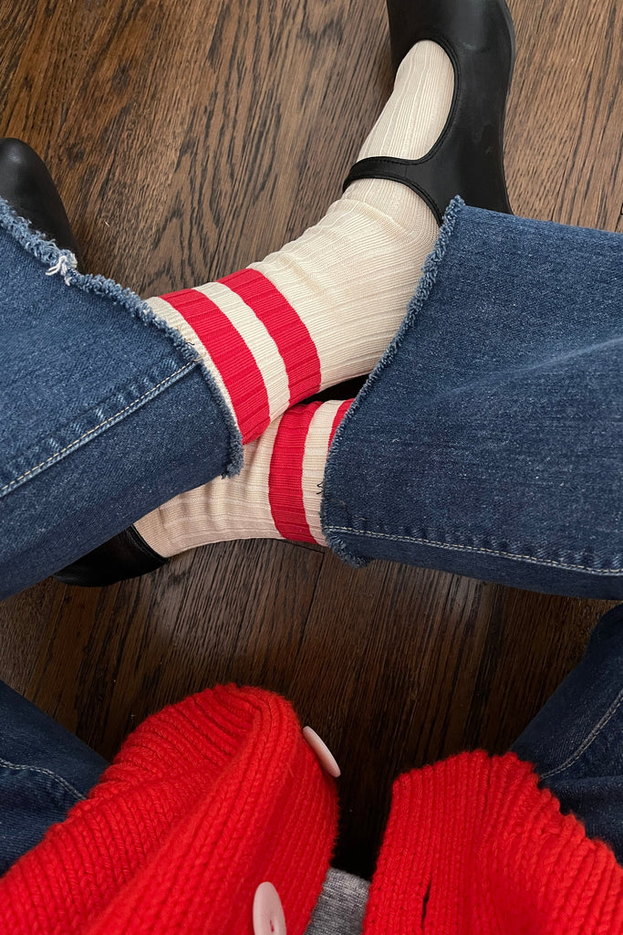 Her socks varsity - red