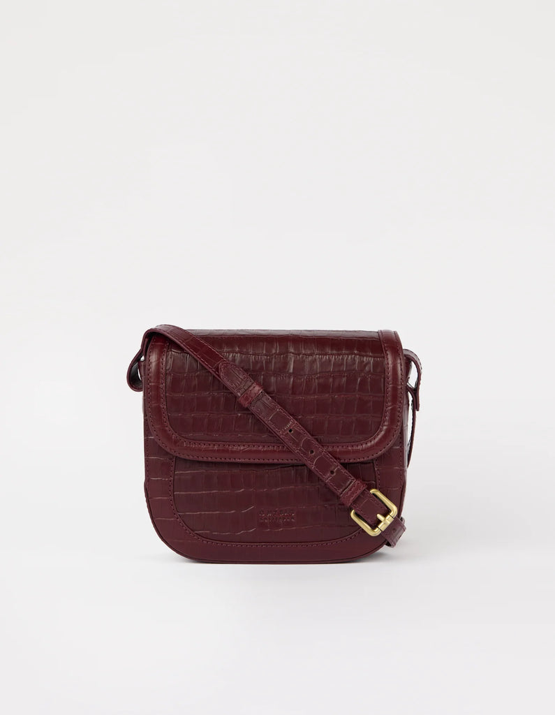 Nina - Kersenrood Croco Print Leer