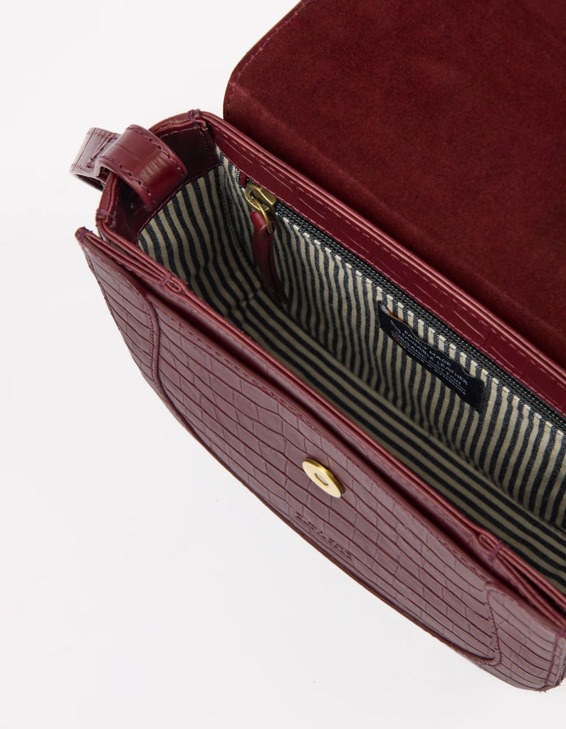 Nina - Kersenrood Croco Print Leer