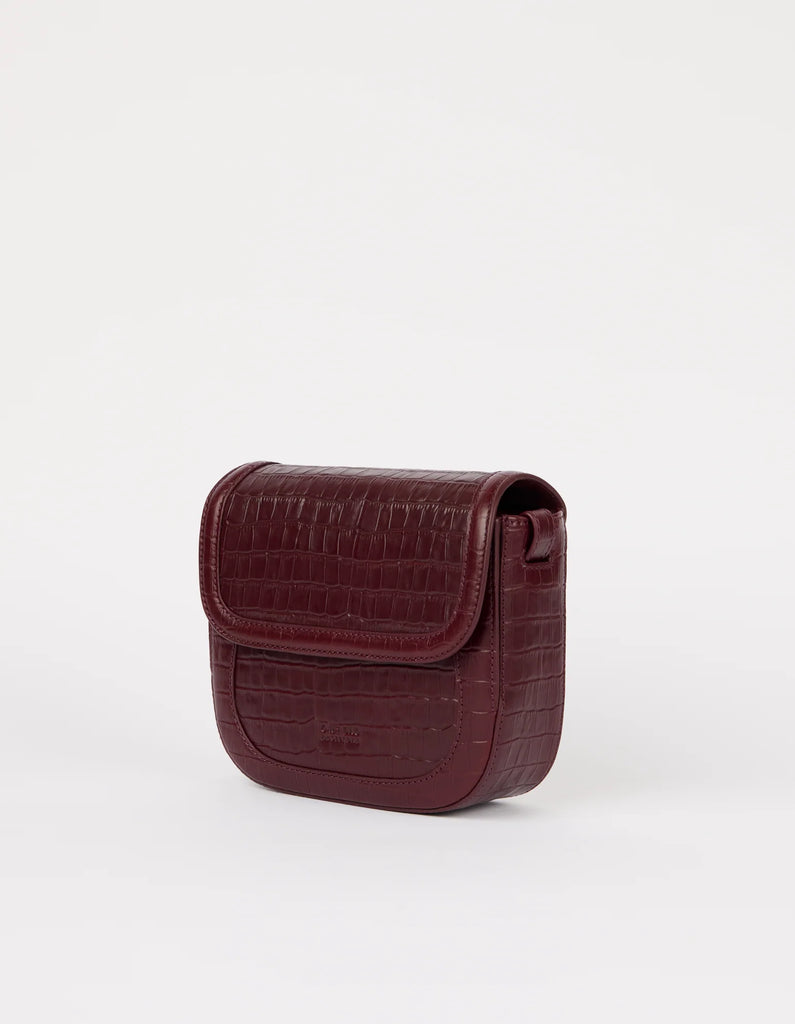 Nina - Kersenrood Croco Print Leer